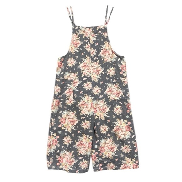 April Cornell Ellie Floral Jumpsuit Cropped Wide Leg Size M Cottage Garden - Picture 2 of 7